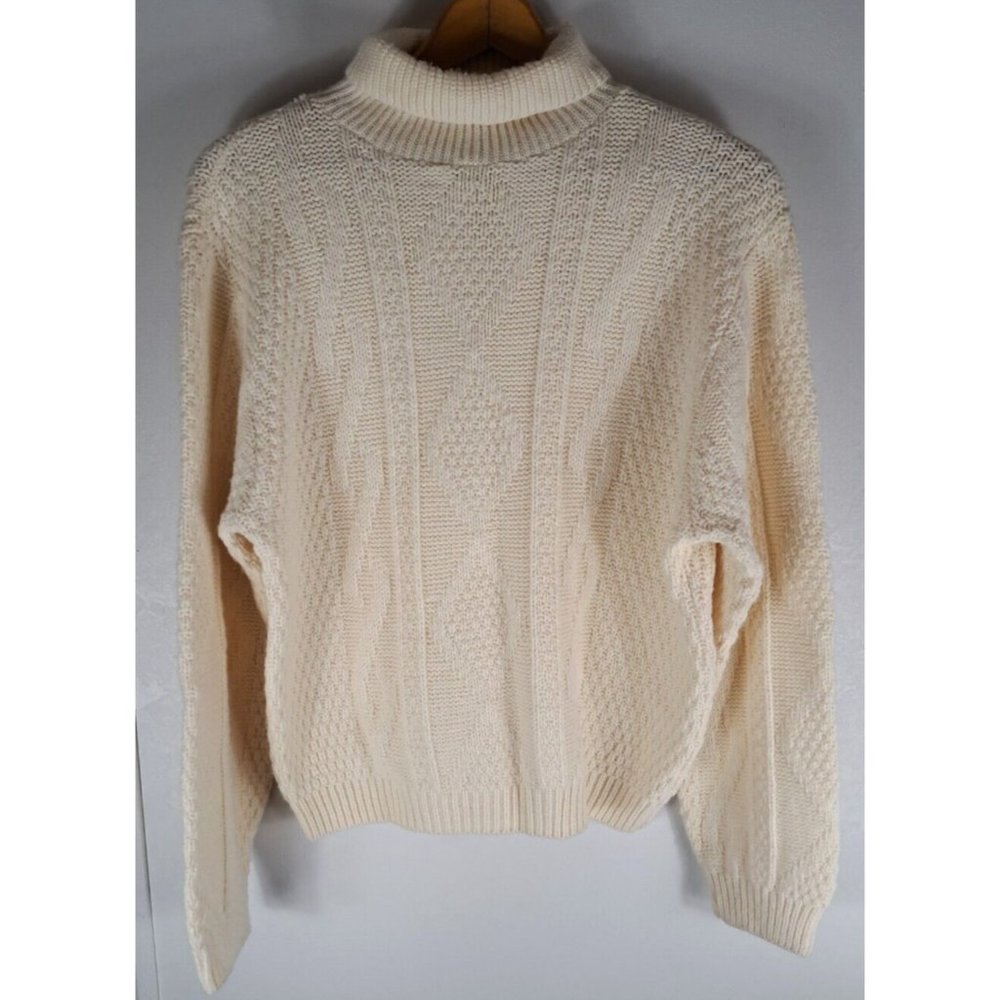 Men's VTG Sweater Ivory Turtleneck Sears Sportswear Virgin Orlon Acrylic Large